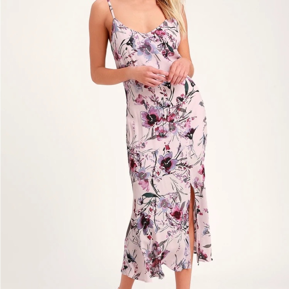 Lulus Lost in the Romance Lavender Floral Print Midi Dress